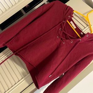 Maroon hoodie,with drawstrings